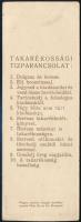 cca 1930 Takarékossági nap könyvjelző. Klösz nyomda