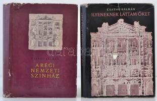 Csathó Kálmán: Ilyeneknek láttam őket. Régi Nemzeti Színházi arcképalbum. Bp.,1960, Magvető. Kiadói félvászon-kötés, kiadói papír védőborítóban, a papírborítón szakadással.  A régi Nemzeti Színház. Az Ilyeneknek láttam őket. Régi Nemzeti Színházi arcképalbum. II. kötete. Bp.,1960, Magvető. Kiadói félvászon-kötés, kiadói papír védőborítóban, kissé szakadt papírborítóval.