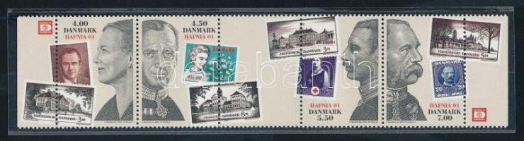 Hafnia stamp exhibition stripe of 5 + block + phase print of the block and 150th anniversary of the ...