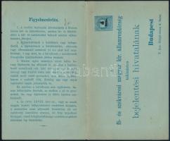 cca 1890 Rendőrségi kijelentési lap, díjjeggyel, használatlan