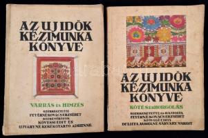 1935-1937 Az Új Idők kézimunka könyve sorozat 2 kötete: Kötés és horgolás.+Varrás és hímzés. Szerk.: Feyérné Kovács Erzsébet. Bp.,1935-1937, Singer és Wolfner. Kiadói papírkötés, foltos borítóval, sérült, szakadt borítóval, gerinccel.