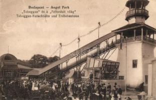 Budapest XIV. Városliget, Angol Park, Toboggan-csúszda és a Felfordult világ, vidámpark. Meinhardt Fr. Curt (ázott sarok / wet corner)