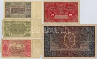 Lengyelország 1919-1948. 20M-100Zl (5xklf) T:III,III-
Poland 1919-1948. 20 Marek - 100 Zlotych (5xd...
