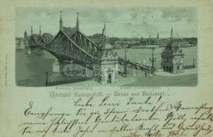 1898 Budapest, Ferenc József híd (Szabadság híd). Aigler Rt. litho