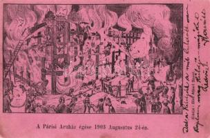 1903 Budapest VI. Párisi Nagy Áruház égése, tűzvész, tűzoltószerek. Biró Albert kiadása (EK)