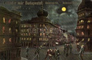 Budapest VIII. Rákóczi út éjjel. humoros részeg montázs (EB)