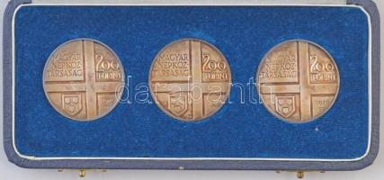 1976. 200Ft Ag (3xklf) "Festők I. / Derkovits, Szinyei, Munkácsy" sor, dísztokban T:BU pat...