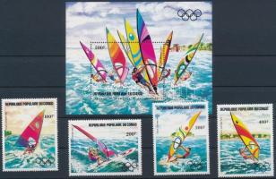 Olimpia, szörfözők sor + blokk, Olympics, windsurfers set + block
