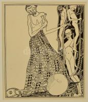 Kozma Lajos (1884-1948): Alakok, cinkográfia, papír, jelzett a cinkográfián, paszpartuban, 20,5×17,5 cm