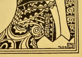 Kozma Lajos (1884-1948): Alakok, cinkográfia, papír, jelzett a cinkográfián, paszpartuban, 20,5×17,5...