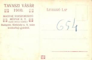 Szolnok, Szapáry utca. hátoldalon az 1910-es Budapesti Tavaszi Vásár reklámja (EK)