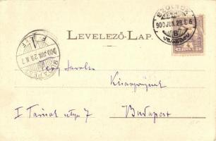 Szolnok, Piac tér, árusok, Ország Sándor üzlete. Szigeti H. kiadása (EK)