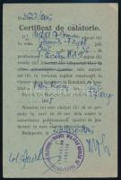 1945 Certificat de călătorie, a budapesti román katonai szállítási hivatal kitöltött igazolványa