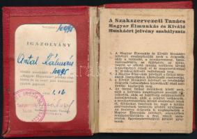 cca 1950 2 db élmunkás igazolvány