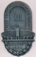 1954. Nyári Főiskolai Világbajnokság Budapest fém emlékérem, hátoldalán forrasztásnyom (40x64mm) T:2