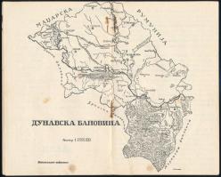 1937 Jugoszláv leckekönyv a dunai bánság (banovinva) térképével, illusztrációkkal