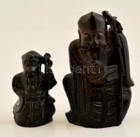 Keleti bölcsek, 2 db zsírkő szobor, m: 11 ill. 17 cm