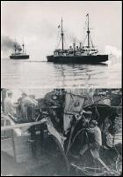 3 db I. világháborús hadihajókat ábrázoló régi fotó modern nagyítása: Kaiserin Elisabeth, Csepel, SMB ...18x12 cm