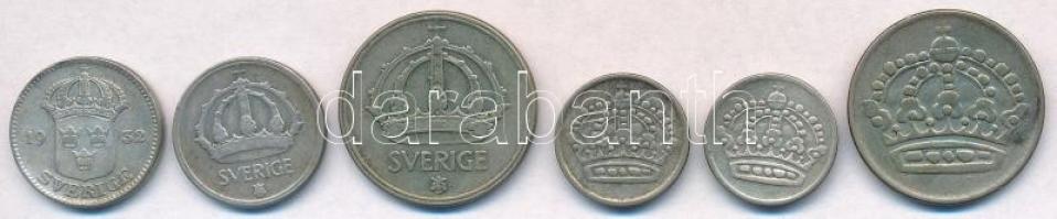 Svédország 1932G 25ö Ag +1944G 25ö Ag + 1950TS 50ö Ag + 1953TS 10ö Ag + 1956TS 10ö Ag + 1958TS 50ö A...