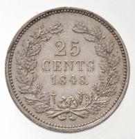 Hollandia 1848. 25c Ag "II. Vilmos" (3,55g) T:1-
Netherlands 1848. 25 Cents Ag "Will...