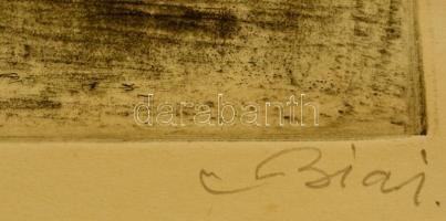 Biai-Föglein István (1905-1974): Árnyas utca, rézkarc, papír, jelzett, 19,5×29,5 cm