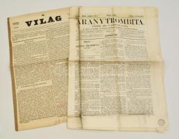 1841-1869 A Világ és az Aranytrombita c. újságok egy-egy száma