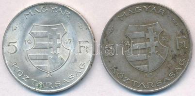 1947. 5Ft Ag "Kossuth" (2x) T:2,2-