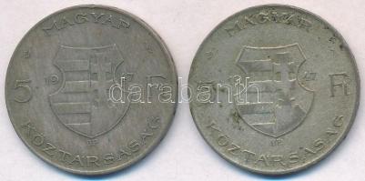 1947. 5Ft Ag "Kossuth" (2x) T:2-,3