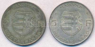 1947. 5Ft Ag "Kossuth" (2x) T:2,2- patina