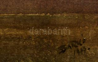 Barkó Gyula (1918-1982): Alföldi tanya 1977, akvarell, karton, 28,5×42,5 cm