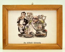 2 db Rejtő-illusztráció, nyomat, fa keretben