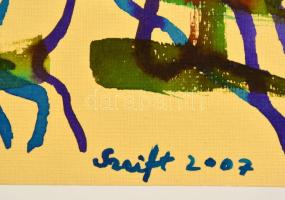 Szeift Béla (1944-2012): Gyökérgyuri. Akvarell, papír, jelzett, 35x24 cm