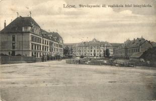 Lőcse, Levoca; Törvényszék, Állami reáliskola, Felső leányiskola. Feitzinger Ede No. 946. / Palace of Justice, schools (EK)