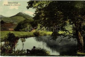 Selmecbánya, Banska Stiavnica; Mihály-tárói tó, Kálvária. Joerges kiadása / lake by the mine, calvary (EK)