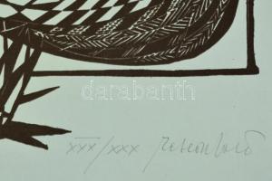 Olvashatatlan jelzéssel: Családi kör, szitanyomat, papír, 62×43 cm