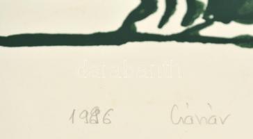 Császár Attila (1951-2002): Születésre várók, szitanyomat, papír, jelzett, számozott (20/1), 43×61 c...