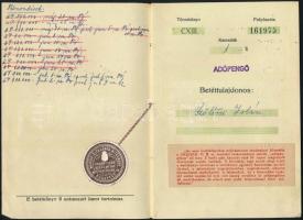 1946 a Magyar Általános Hitelbank betétkönyve adópengőről