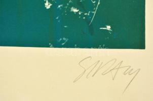 Olvashatatlan jelzéssel: Visszhangok, szitanyomat, papír, számozott (17/25), 59×42 cm