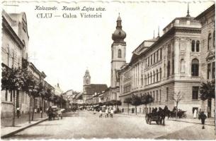 Kolozsvár, Cluj; Kossuth Lajos utca / Calea Victoriei / street view 1940 Kolozsvár visszatért So. Stpl (fl)