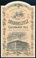 cca 1910 Gschwindt-féle Gyár Rt. sósborszesz címke, Posner, 13x8 cm