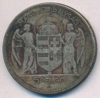 1930. 5P Ag "Horthy jobbra" T:3 patina, ph. karc
Adamo P8