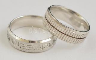 Ezüst(Ag) gyűrű, 2 db, jelzett, méret: 55, 57, nettó: 9,3 g