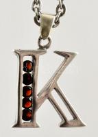 Ezüst(Ag) anker nyaklánc, "K" függővel, jelzett, h: 45 cm, 2,8x1,9 cm, bruttó: 11,9 g