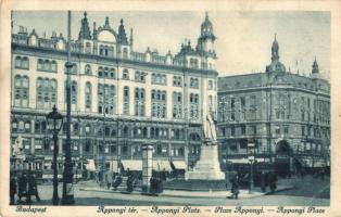 Budapest V. Apponyi tér (Ferenciek tere), villamos, Szénásy és Steyr üzletei (EK)