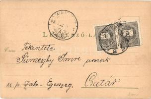 1899 Budapest I. Királyi vár éjjel, gőzhajó, uszályok. Rüger G. és Társa 171. sz. (EK)