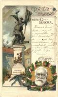 1899 Budapest I. Dísz tér, Honvéd-szobor, Kossuth Lajos. Back & Schmidt Art Nouveau litho. s: Rosenberger (EK)