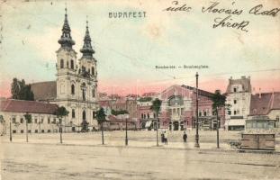 Budapest I. Bomba tér (ma Batthyány tér), Budai vásárcsarnok, Wirth Antal, Petz Ágoston üzletei, templom. SLB. No. 5. (EK)