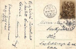 Léva, Levice; látkép. Schulcz Ignác kiadása / general view + 1938 Léva visszatért So. Stpl. (EK)