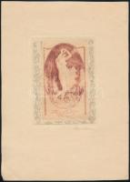 Alfred Soder (1880-1957): Erotikus ex libris Reich Péter Cornel. Rézkarc, papír, jelzett, 11,5×8,5 cm
