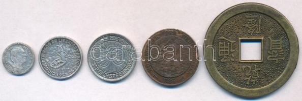 5db-os vegyes külföldi érme tétel, közte Kuba 1952. 10c Ag "50 éves a Köztársaság", Hollan...